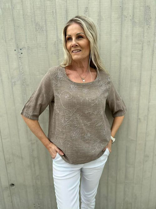 Hovedbilde Linda Bluse Broderi Fango