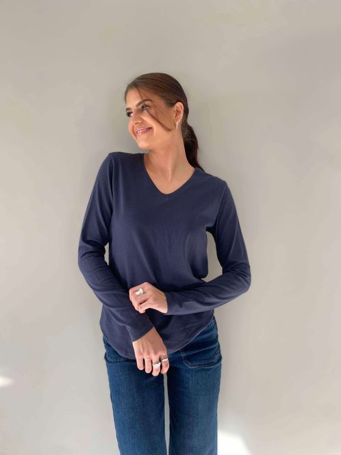 Hovedbilde Pepper Basic Longsleeve V-Hals Marine Blå