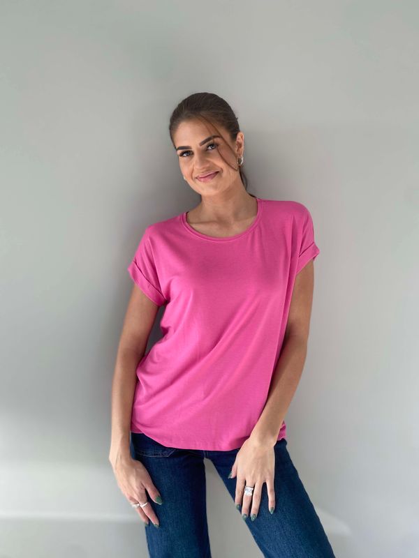 Pepper Basic T-Skjorte Rund Hals Fuxia