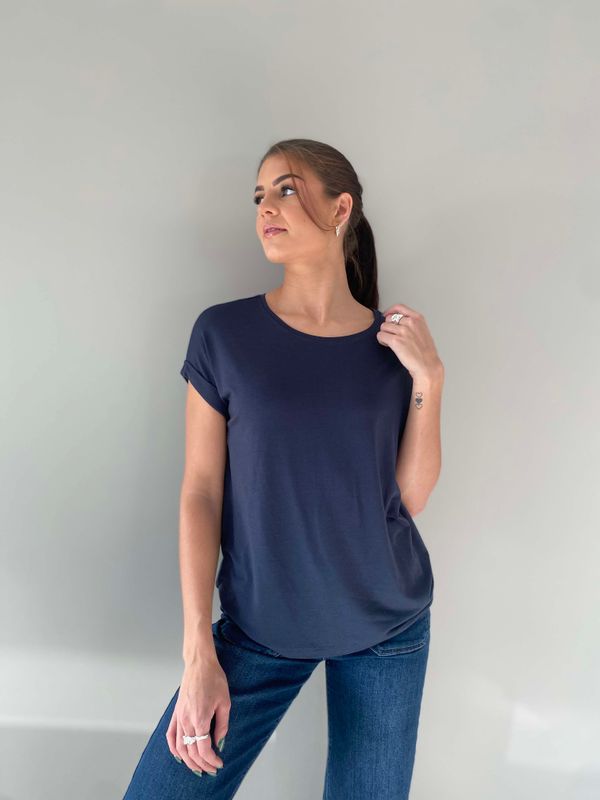 Pepper Basic T-Skjorte Rund Hals Marine Blå