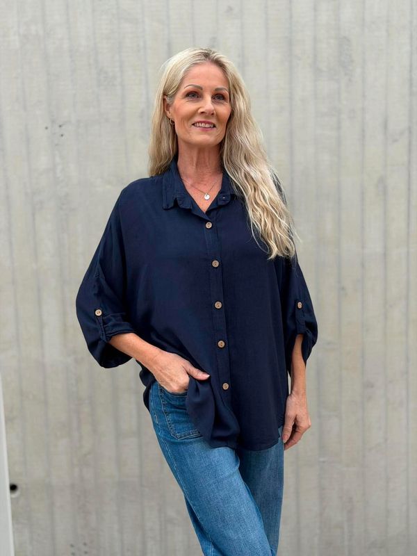 Vera Viskose Bluse Navy