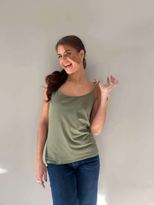 Pepper Basic Singlet Khaki Grønn