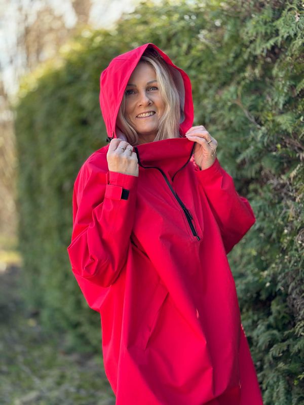 Regnponcho Rød