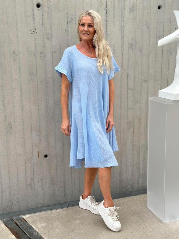 Linda Kjole Plain Lys Blå