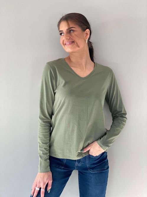 Hovedbilde Pepper Basic Longsleeve V-Hals Khaki Grønn