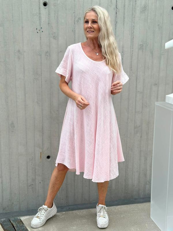 Linde Kjole Plain Rosa