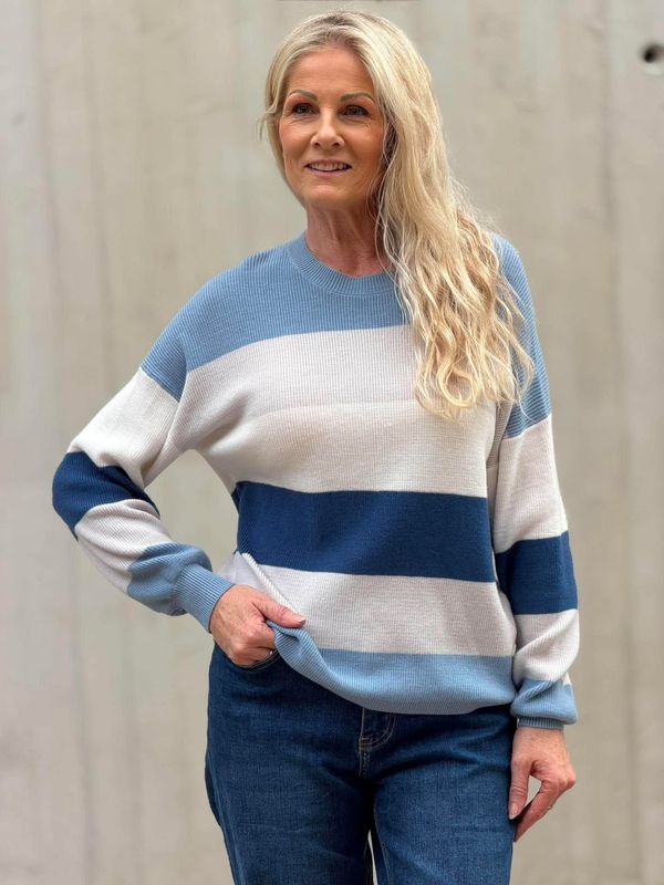 Nira Genser Striper Blå