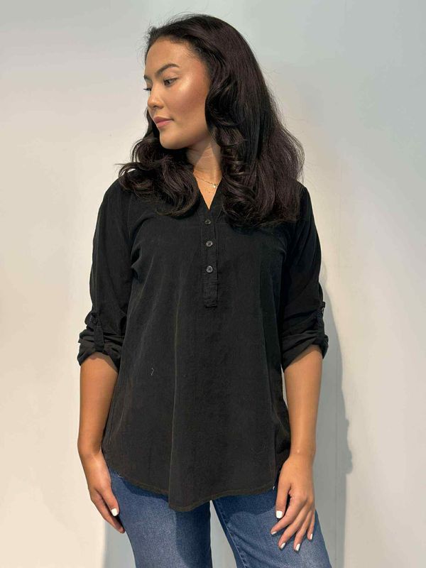 Cord Skjortebluse Sort